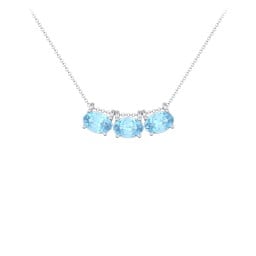 East-West Oval Necklace with 3 Gemstones