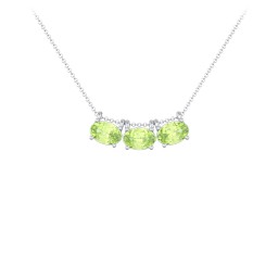 East-West Oval Necklace with 3 Gemstones in 925 Sterling Silver with Peridot