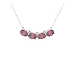 East-West Oval Necklace with 4 Gemstones