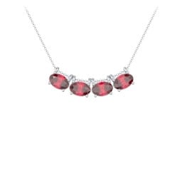 East-West Oval Necklace with 4 Gemstones