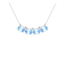 East-West Oval Necklace with 4 Gemstones in 925 Sterling Silver with Blue Topaz
