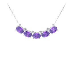 East-West Oval Necklace with 5 Gemstones