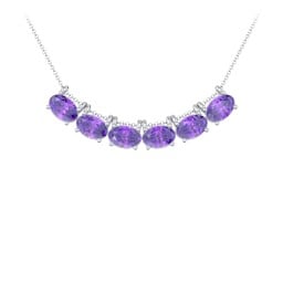 East-West Oval Necklace with 6 Gemstones