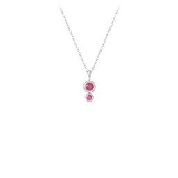 Generations 2-Stone Bezel Set Mother's Necklace in 925 Sterling Silver with Ruby
