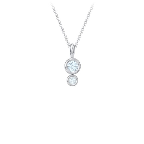 Generations 2-Stone Bezel Set Mother's Necklace – Sterling Silver with Aquamarine