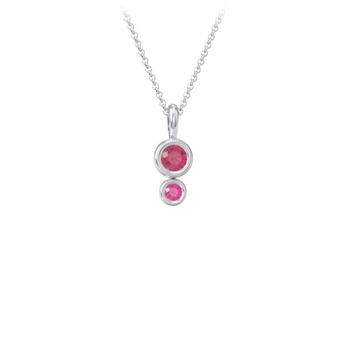 Generations 2-Stone Bezel Set Mother's Necklace – Sterling Silver with Ruby