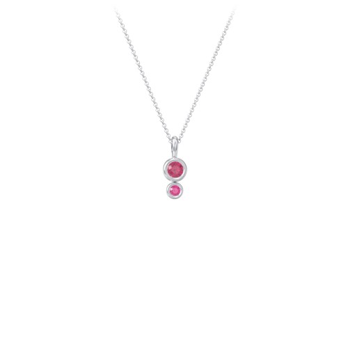 Generations 2-Stone Bezel Set Mother's Necklace – Sterling Silver with Ruby