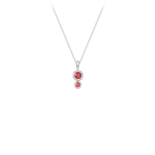 Generations 2-Stone Bezel Set Mother's Necklace – Sterling Silver with Garnet
