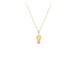 Generations 2-Stone Bezel Set Mother's Necklace in 9K Solid Yellow Gold with Golden Yellow Premium Zirconia and Amethyst Premium Zirconia