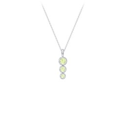 Generations 3-Stone Bezel Set Mother's Necklace in 925 Sterling Silver with Peridot