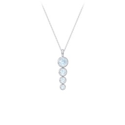 Generations 4-Stone Bezel Set Mother's Necklace in 925 Sterling Silver with Aquamarine