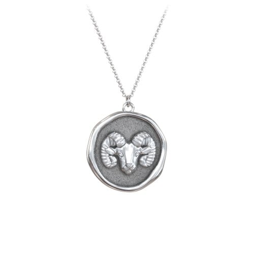 Engravable Aries Zodiac Medallion Necklace