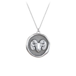 Engravable Aries Zodiac Medallion Necklace in 925 Sterling Silver
