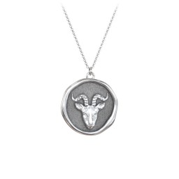 Engravable Capricorn Zodiac Medallion Necklace in 925 Sterling Silver