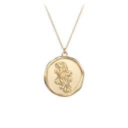Engravable Gemini Zodiac Medallion Necklace in 18K Gold Plated Silver