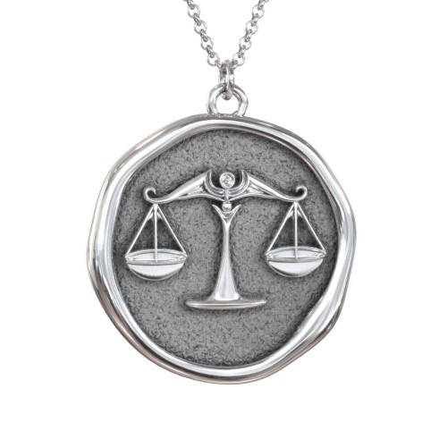 Engravable Libra Zodiac Medallion Necklace