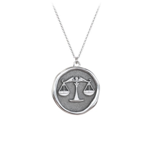 Engravable Libra Zodiac Medallion Necklace