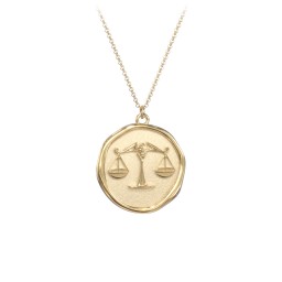 Engravable Libra Zodiac Medallion Necklace in 18K Gold Plated Silver
