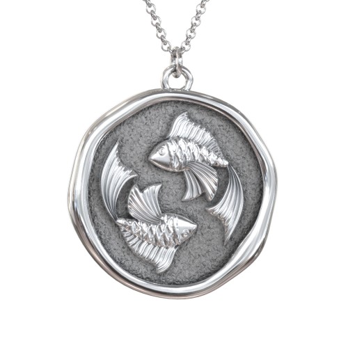 Engravable Pisces Zodiac Medallion Necklace