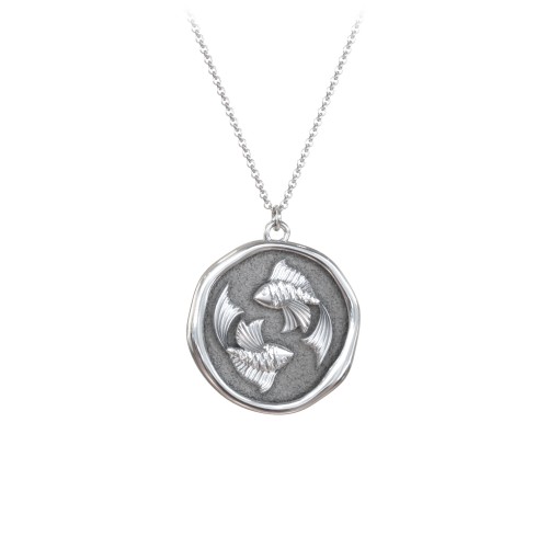 Engravable Pisces Zodiac Medallion Necklace