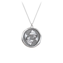 Engravable Pisces Zodiac Medallion Necklace in 925 Sterling Silver