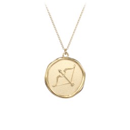 Engravable Sagittarius Zodiac Medallion Necklace in 18K Gold Plated Silver