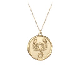 Engravable Scorpio Zodiac Medallion Necklace in 18K Gold Plated Silver