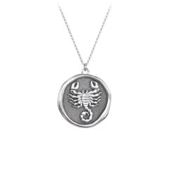 Engravable Scorpio Zodiac Medallion Necklace – Sterling Silver