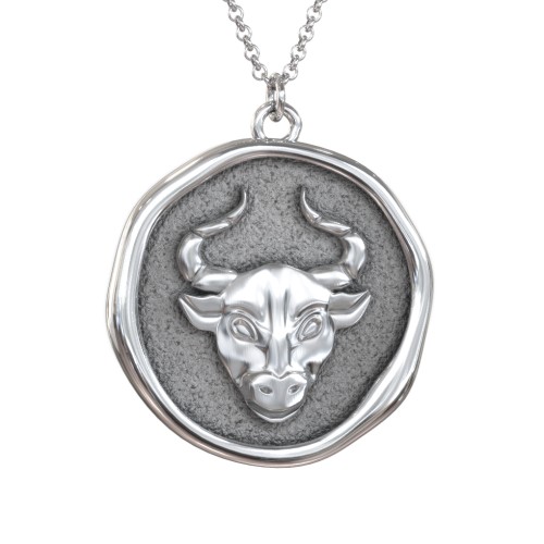 Engravable Taurus Zodiac Medallion Necklace – Sterling Silver