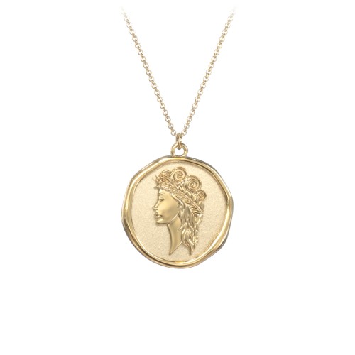 Engravable Virgo Zodiac Medallion Necklace – 18K Gold Plated Silver