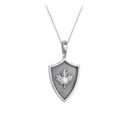 Maple Leaf Hero Shield Pendant with Gemstone