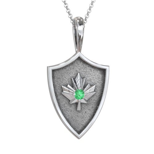 Maple Leaf Hero Shield Pendant with Gemstone