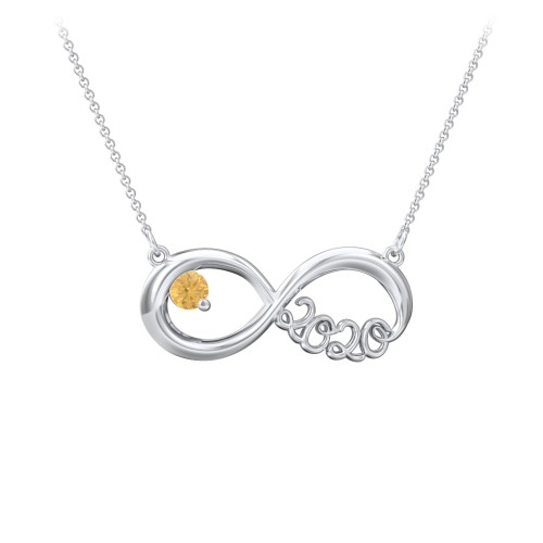2020 Graduation Infinity Pendant With Gemstone – Sterling Silver with Citrine