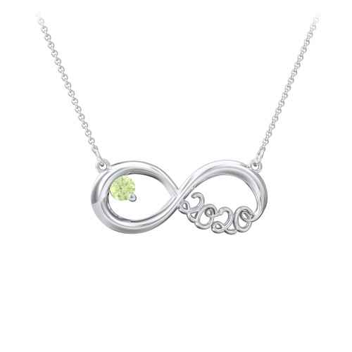 2020 Graduation Infinity Pendant With Gemstone – Sterling Silver with Peridot