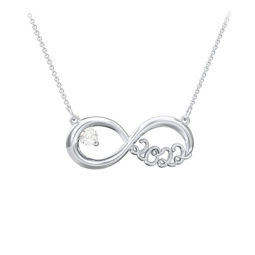2022 Graduation Infinity Pendant With Gemstone – Sterling Silver with Cubic Zirconia