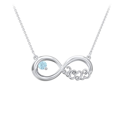 2023 Graduation Infinity Pendant With Gemstone – Sterling Silver with Blue Topaz
