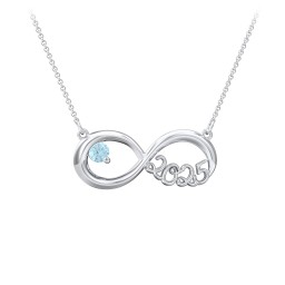 2025 Graduation Infinity Pendant With Gemstone in 925 Sterling Silver with Blue Topaz