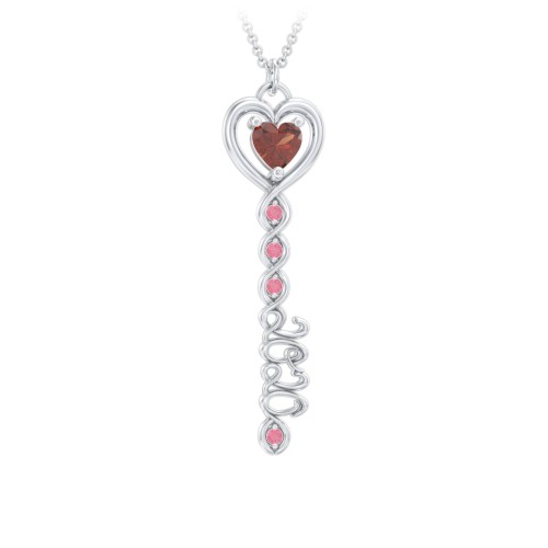 2020 Glamour Infinity Key Pendant – Sterling Silver with Garnet and Red Premium Zirconia
