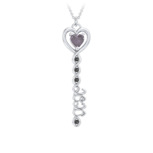 2020 Glamour Infinity Key Pendant – Sterling Silver with Alexandrite and Black Premium Zirconia