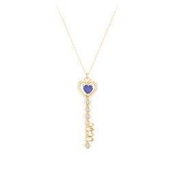 2020 Glamour Infinity Key Pendant in 9K Solid Yellow Gold with Blue Sapphire and Fancy Blue Premium Zirconia