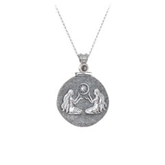 Engravable Gemini Zodiac Medallion With Accent