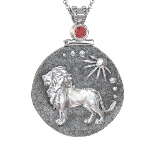 Engravable Leo Zodiac Medallion With Accent
