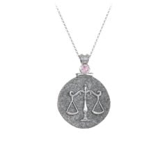 Engravable Libra Zodiac Medallion With Accent