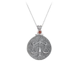Engravable Libra Zodiac Medallion With Accent