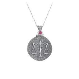 Engravable Libra Zodiac Medallion With Accent