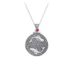 Engravable Pisces Zodiac Medallion With Accent