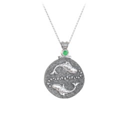 Engravable Pisces Zodiac Medallion With Accent