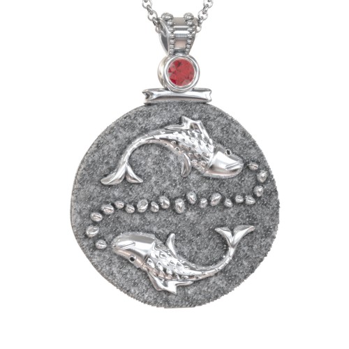 Engravable Pisces Zodiac Medallion With Accent