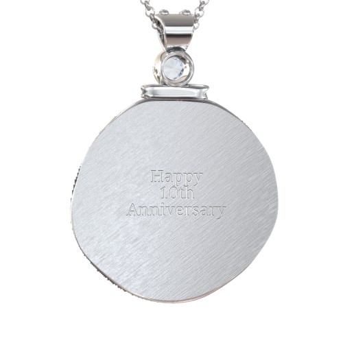 Engravable Pisces Zodiac Medallion With Accent – Sterling Silver with Aquamarine