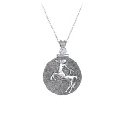 Engravable Sagittarius Zodiac Medallion Necklace